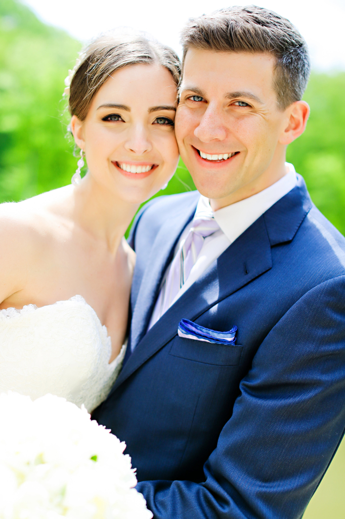 Bride and Groom Navy Wedding Peony Bouquet