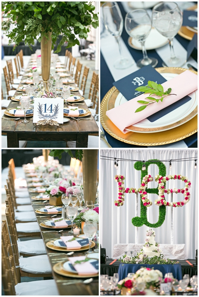 Navy and Pink Wedding Details