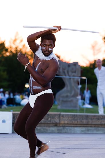 Entertainer at the 2021 Diner en Blanc on the White Street Bridge in Indianapolis