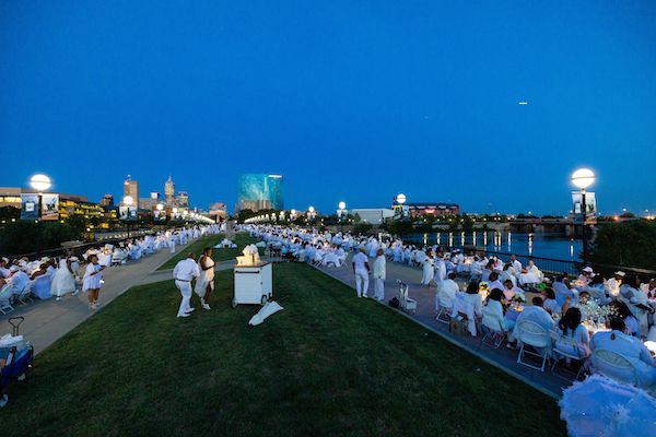 White Street Bridge during Indianapolis Diner en Blanc
