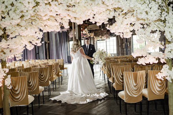 bride and groom during their first look at the fabulous Ft Wayne wedding