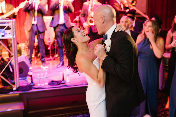 bride and groom during their first dance at Feinstein's inside the Hotel Carmichael