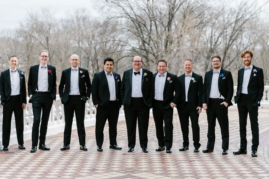 Groom and his groomsmen before his West Baden wedding