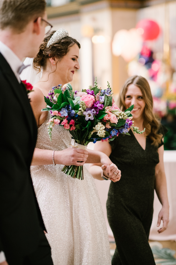 Master Wedding Planner Monica Ross Richard of Mon Amie Events gets bride ready to walk down the aisle at the West Baden Springs Hotel