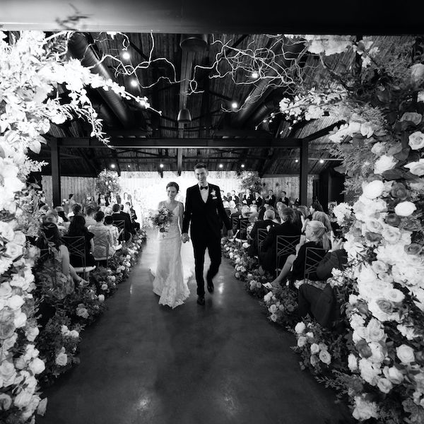 Indianapolis bride and groom exiting their wedding ceremony