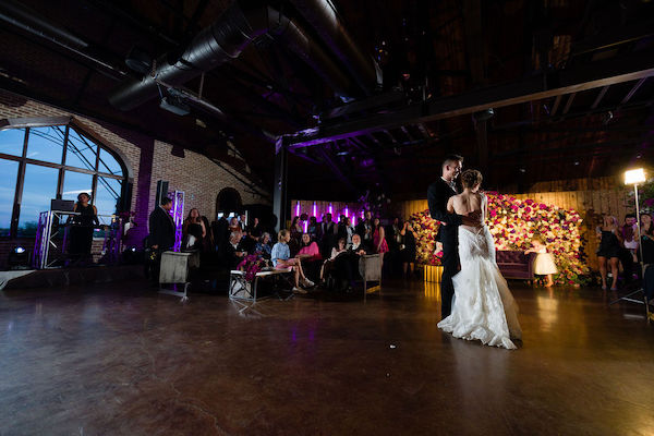 bride and groom dancing at their Indianapolis wedding reception