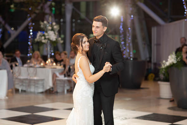 Bride and groom dancing at their indianapolis wedding