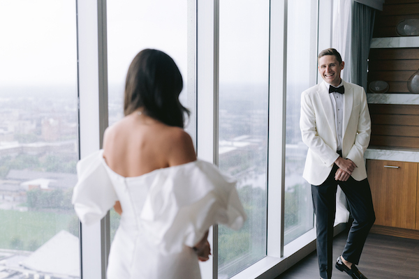 Indianapolis bride and groom's first look
