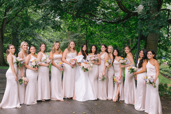 Bride and bridal party at Newfields