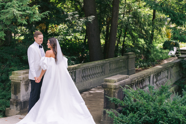 Bride and groom portraits at newfields