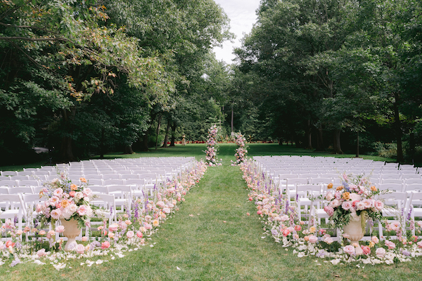 luxurious outdoor wedding ceremony at Newfields
