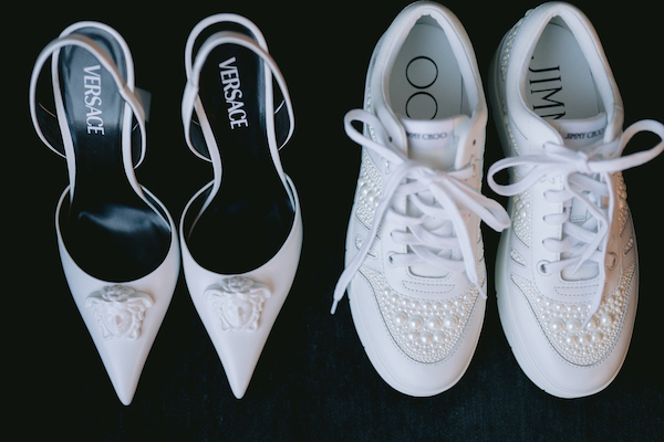 Versace wedding shoes and Jimmy Choo wedding sneakers