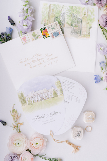 bride and groom's custom invitation suite