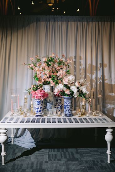 escort table decor at an Indianapolis Central Library wedding