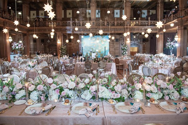 Starry Night themed wedding reception at the Scottish Rite Cathedral in Indianapolis