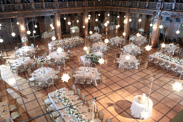 Starry Night themed wedding reception at the Scottish Rite Cathedral in Indianapolis