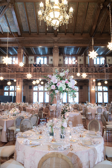 Luxurious pink and white floral decor for an Indianapolis wedding