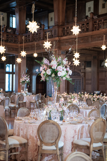 Luxurious pink and white floral decor for an Indianapolis wedding