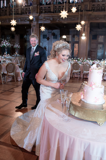 Bride and groom's sneak peek at their luxurious wedding reception by Mon Amie Events