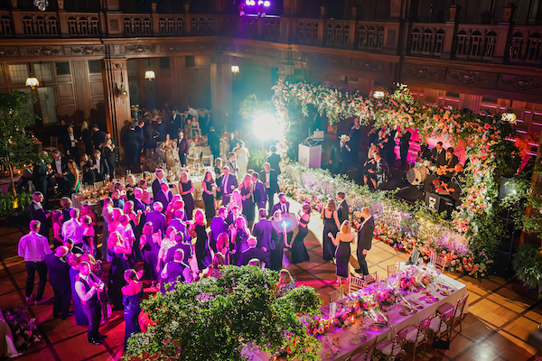 packed dance floor at a Scottish Rite wedding in Indianapolis