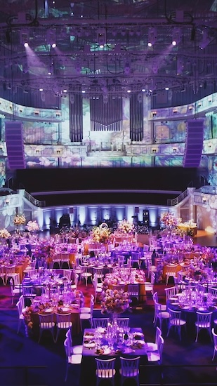 Digital mapping and custom linens for a wedding at the Palladium.