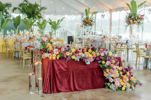 Sweetheart table at a Coxhall Gardens tented wedding
