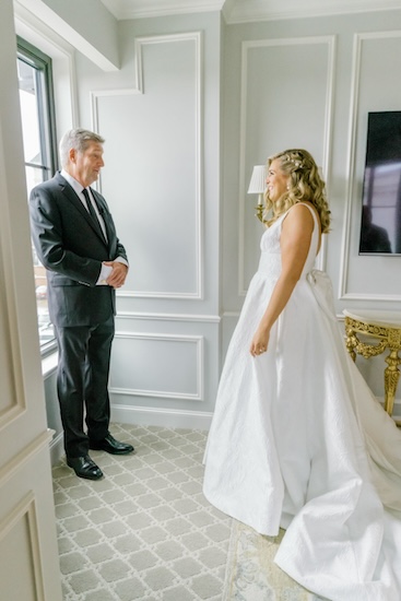 Bride's first look with her father.