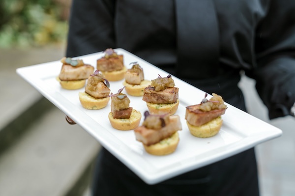 Passed hors d'oeuvres at a Coxal Gardens wedding reception
