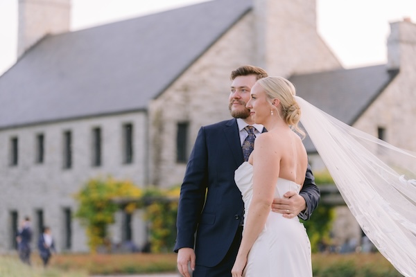 Bride and groom at Whistling Straits during their Wisconsin destination wedding