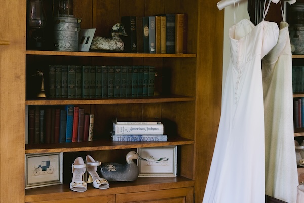 Bride's gown and wedding shoes from a Wisconsin destination wedding.