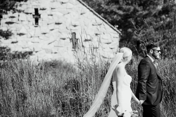 Bride and groom's wedding portraits at their Wisconsin destination wedding at the Kohler Resort and Whistling Straits.