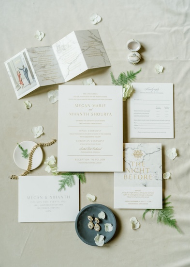 Paper products for a luxurious Indianapolis wedding weekend.