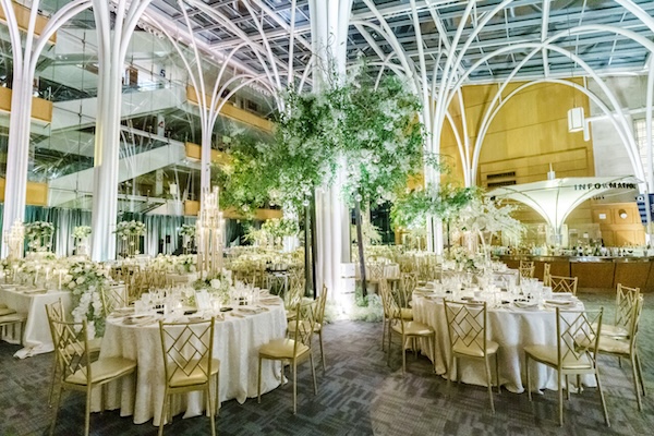 Luxurious Indianapolis wedding reception at the Central Library.