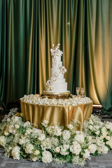 Luxurious Indianapolis five tiered white wedding cake.