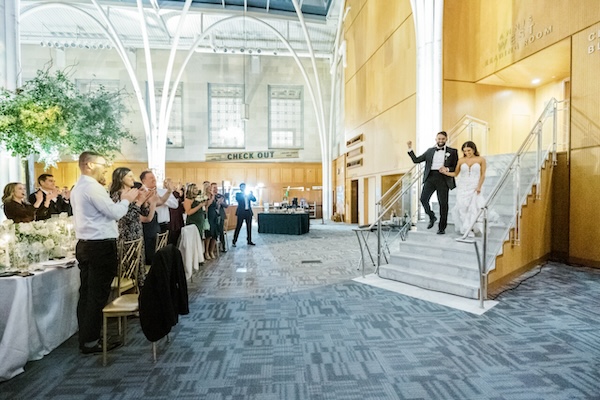 Indianapolis newlyweds making thier grand entrance.