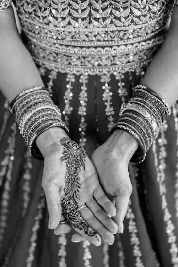 Henna on an Indianapolis bride's hands for her Hindu wedding ceremony.