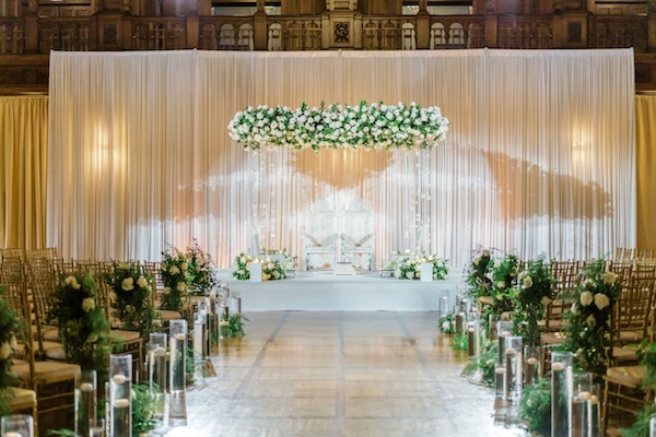 Luxurious Mandap for an Indianapolis south asian wedding ceremony.