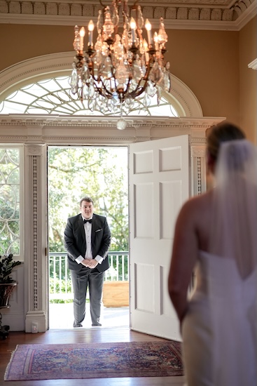 Bride and groom's first look