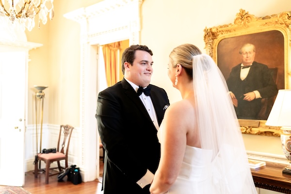 Bride and groom's first look