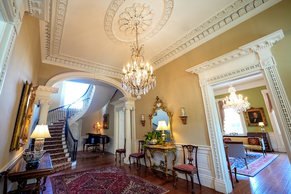 Interior and staircase inside The Governor Thomas Bennett House in Charleston, South Carolina.