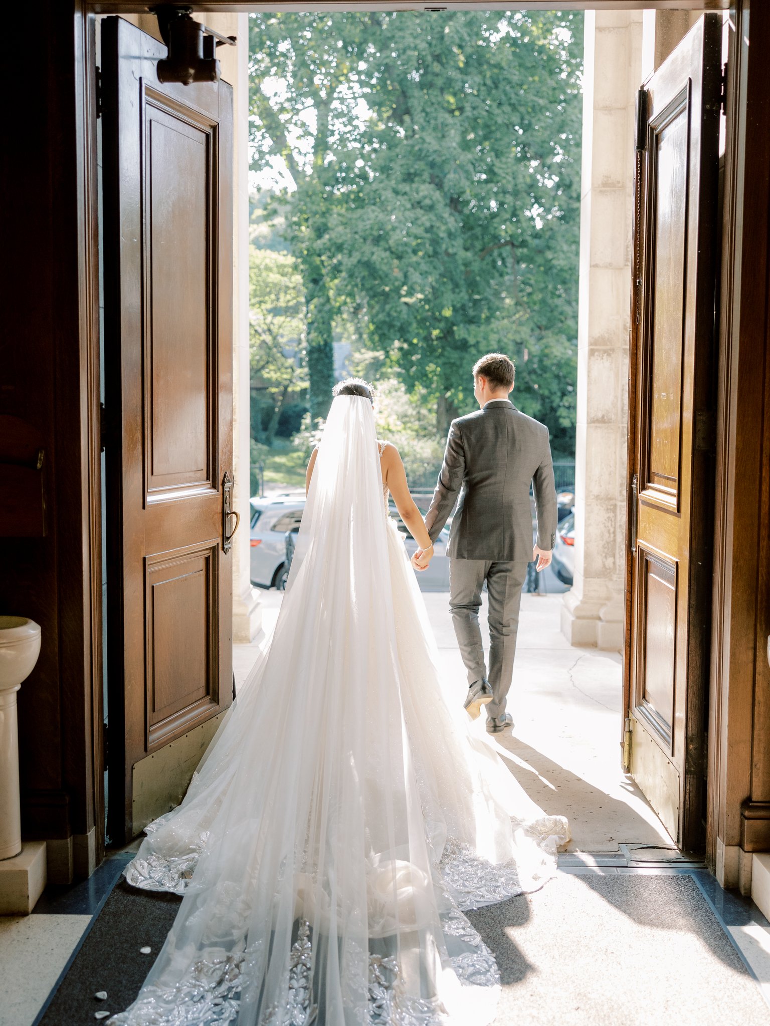 just married couple hand in hand