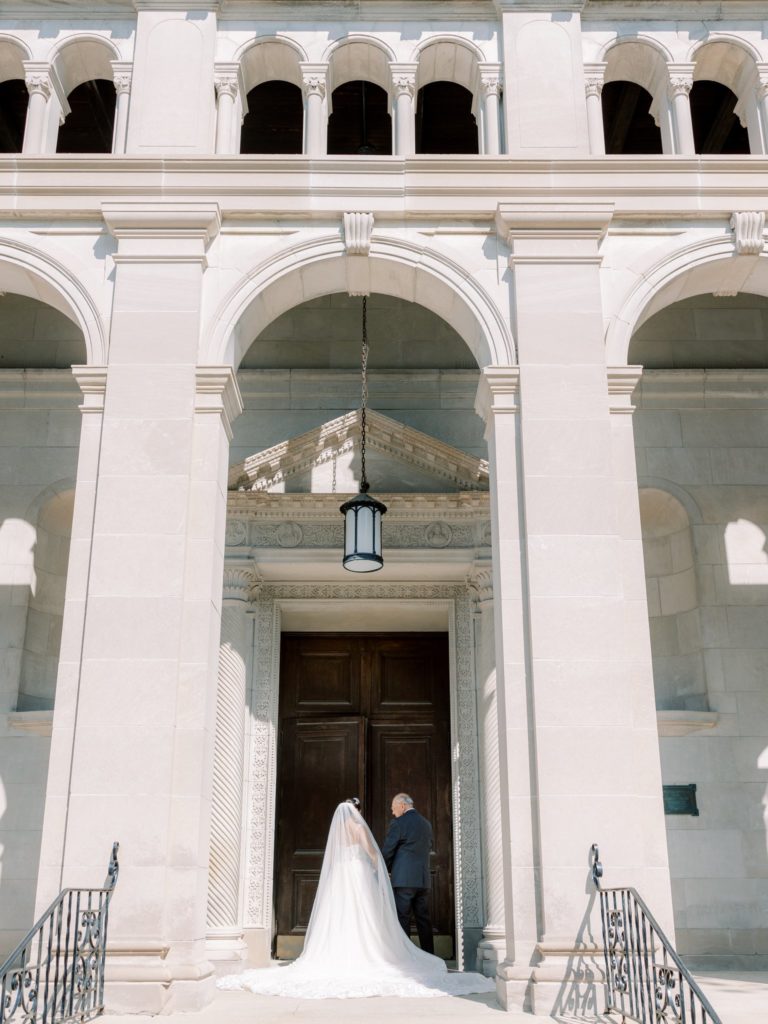 walking into the church