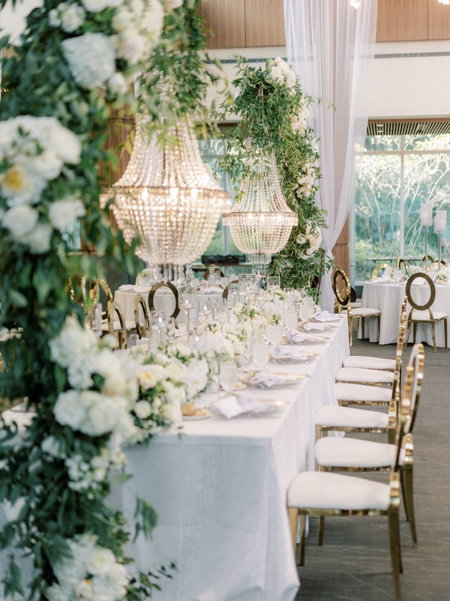 table set up at newfields wedding