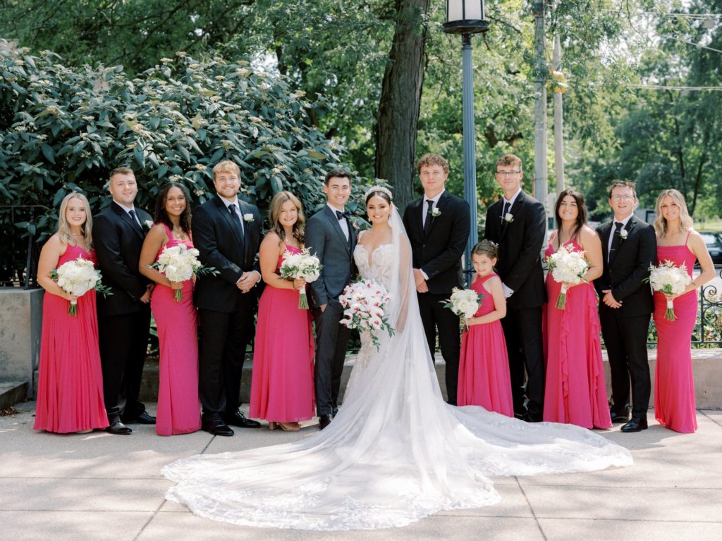 white and magenta bridal party details