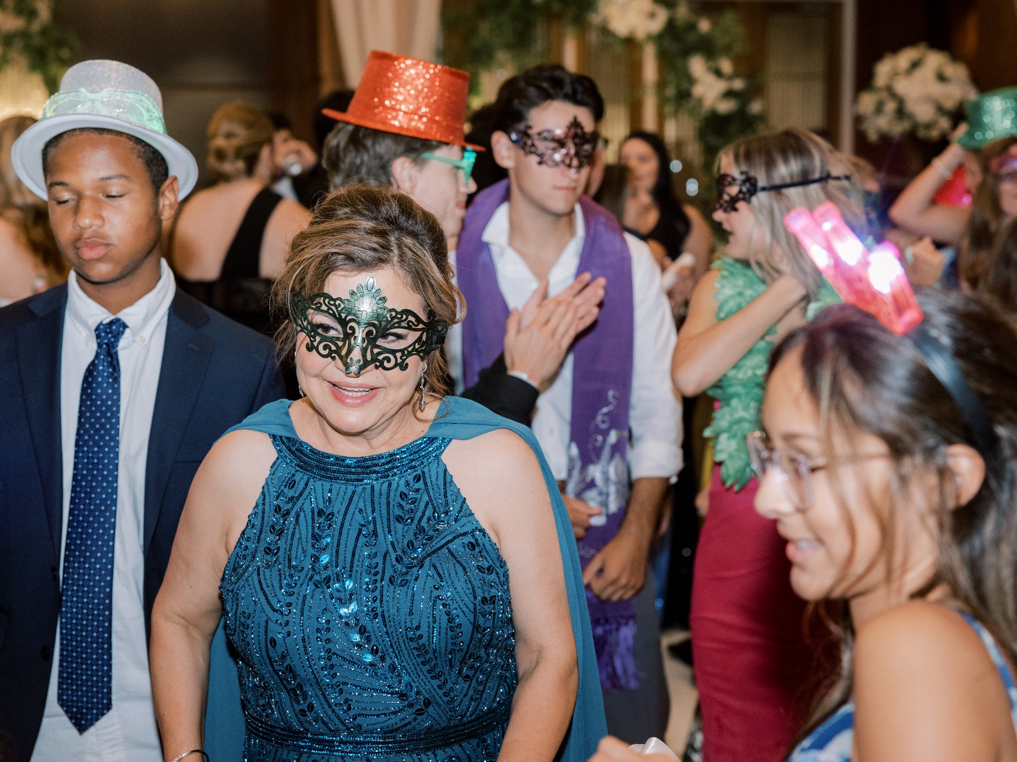 fun masks at wedding