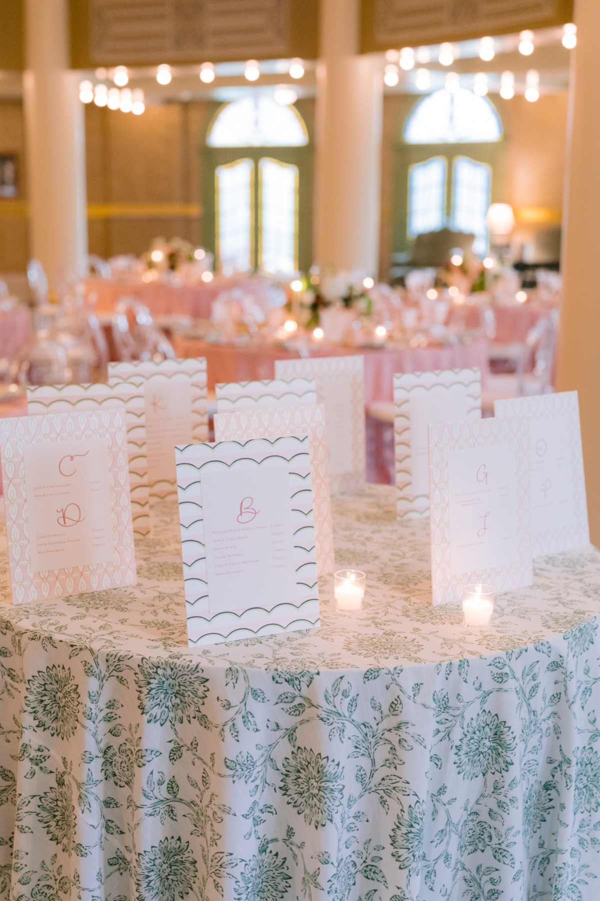 indoor wedding reception details at wedding West Baden Springs Resort