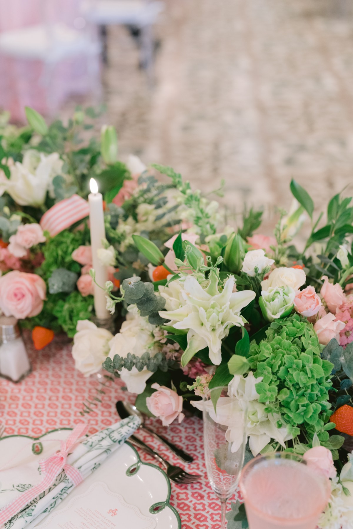 indoor wedding reception details at wedding West Baden Springs Resort