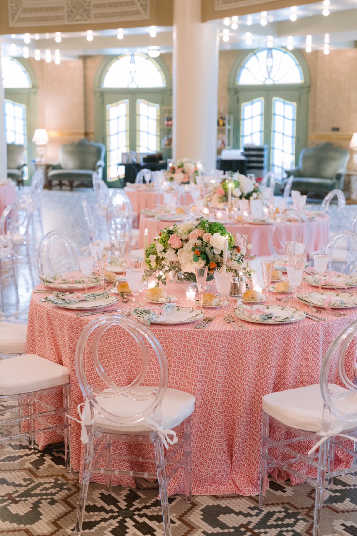 indoor wedding reception details at wedding West Baden Springs Resort
