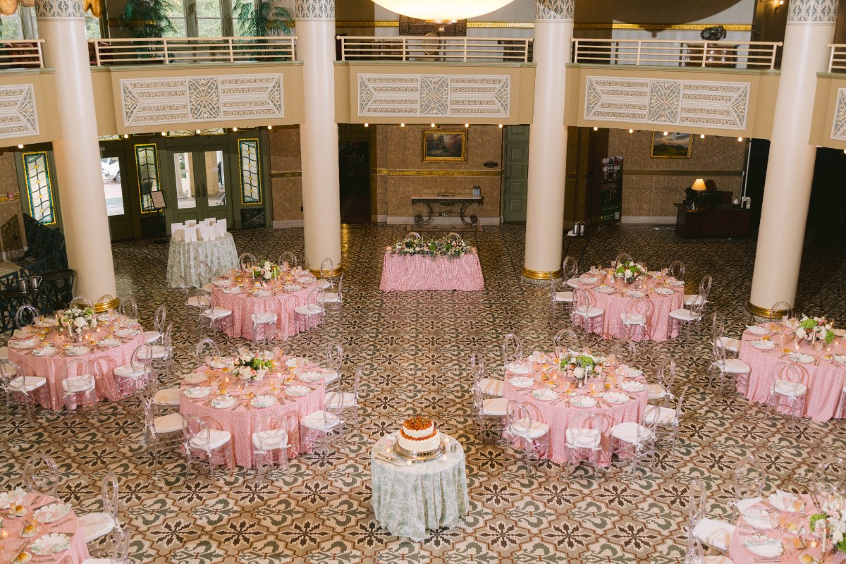 indoor wedding reception details at wedding West Baden Springs Resort