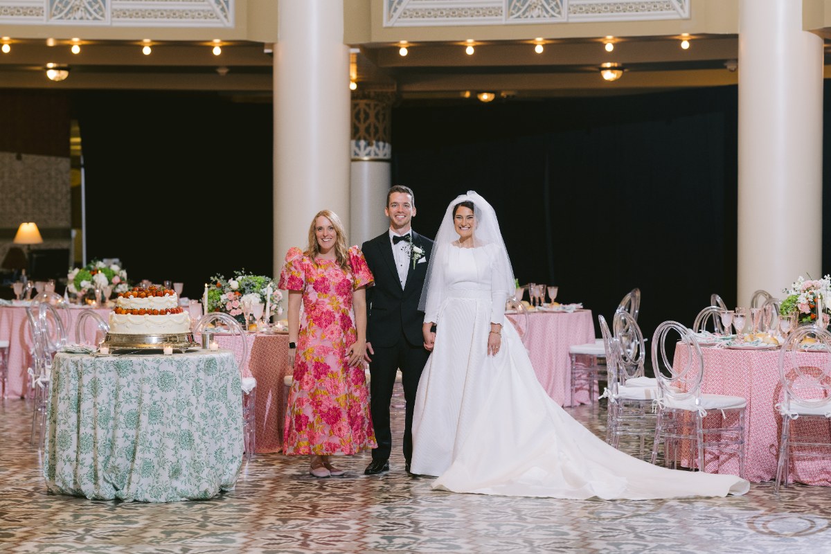 bride and groom seeing wedding reception with wedding planner at wedding West Baden Springs Resort